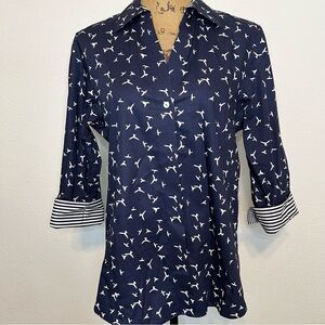 Foxcroft NYC Blue Button up Shirt Medium